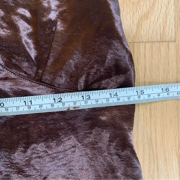 Urban Outfitters Chloe Chocolate Satin Slip Dress Lace Bust Crossover Back Sz L - Picture 10 of 12